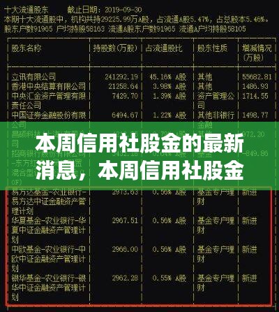 本周信用社股金動態(tài)解析與觀點闡述，最新消息深度探討