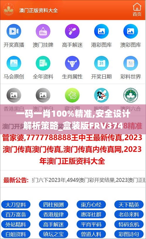 一碼一肖100%精準,安全設(shè)計解析策略_盒裝版FRV374