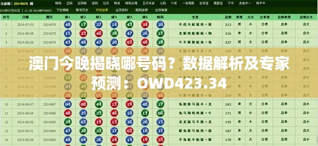 澳門今晚揭曉哪號碼？數(shù)據(jù)解析及專家預(yù)測：OWD423.34