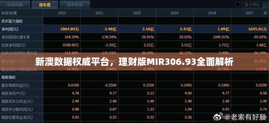 新澳數(shù)據(jù)權(quán)威平臺(tái)，理財(cái)版MIR306.93全面解析