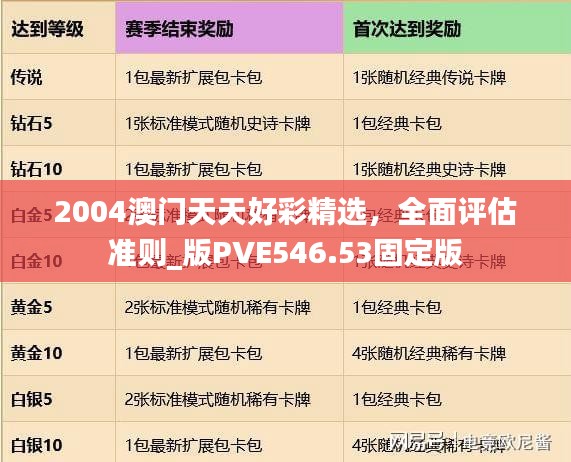 2004澳門天天好彩精選，全面評估準則_版PVE546.53固定版