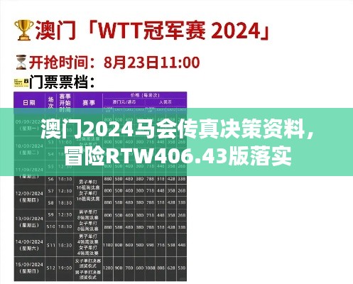 澳門2024馬會傳真決策資料，冒險RTW406.43版落實