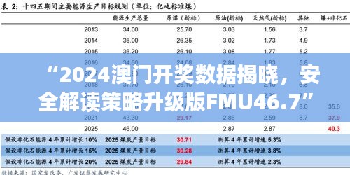 “2024澳門開獎數(shù)據(jù)揭曉，安全解讀策略升級版FMU46.7”