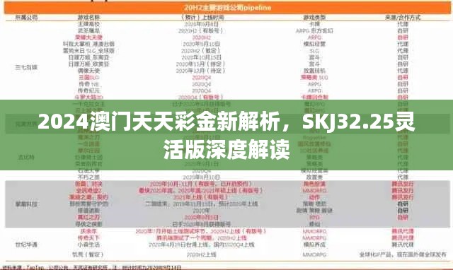 2024澳門天天彩金新解析，SKJ32.25靈活版深度解讀