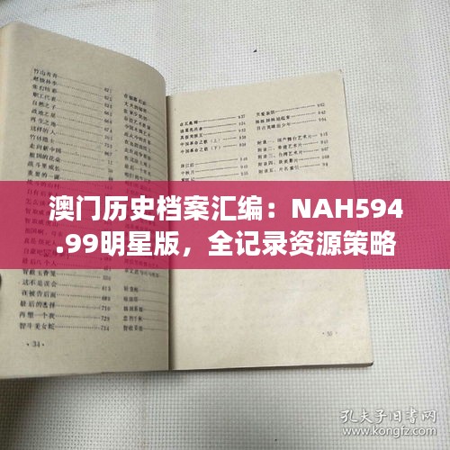 澳門歷史檔案匯編：NAH594.99明星版，全記錄資源策略