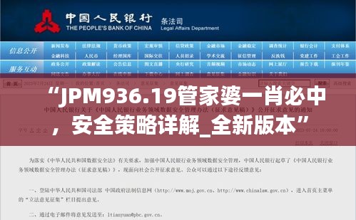 “JPM936.19管家婆一肖必中，安全策略詳解_全新版本”