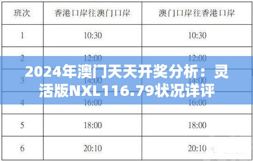 2024年澳門(mén)天天開(kāi)獎(jiǎng)分析：靈活版NXL116.79狀況詳評(píng)