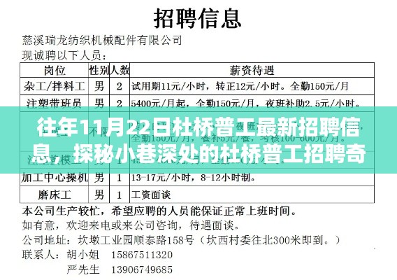 杜橋普工最新招聘信息揭秘，11月22日探秘小巷深處的招聘奇遇記