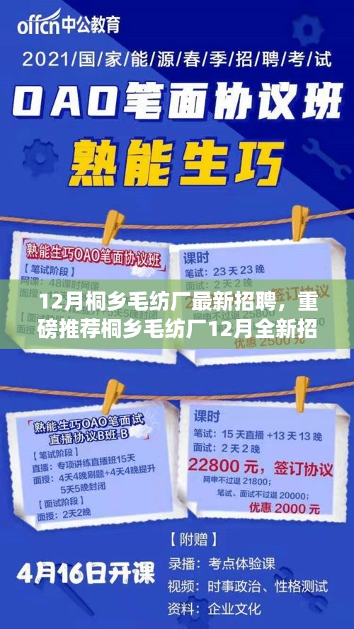 桐鄉(xiāng)毛紡廠12月全新招聘啟事，職業(yè)夢想從這里起航！