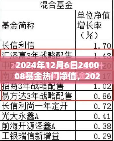 探尋基金熱門凈值背后的故事，以基金代碼240008為例（2024年12月6日）