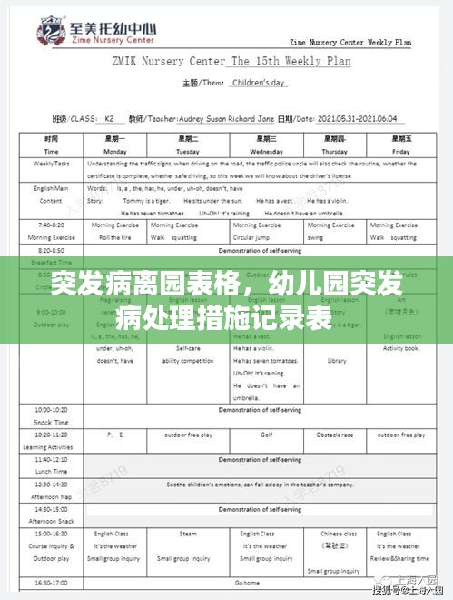 突發(fā)病離園表格，幼兒園突發(fā)病處理措施記錄表 