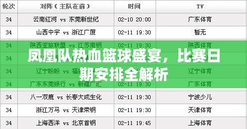 鳳凰隊熱血籃球盛宴，比賽日期安排全解析