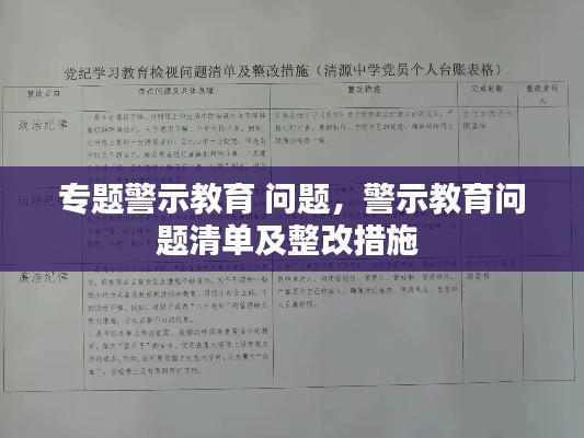 專題警示教育 問題，警示教育問題清單及整改措施 