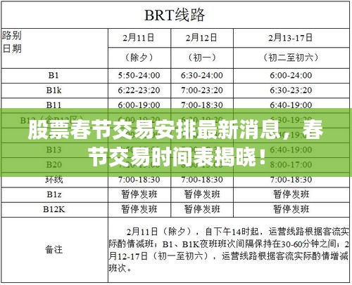 股票春節(jié)交易安排最新消息，春節(jié)交易時間表揭曉！