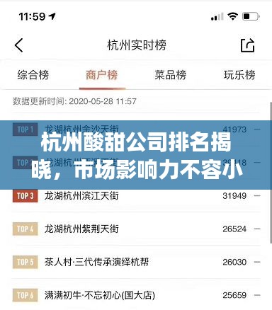 杭州酸甜公司排名揭曉，市場影響力不容小覷